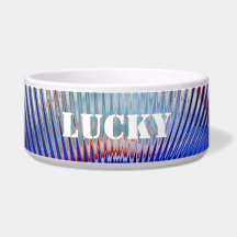 Red White Blue Abstract ~ Dog Bowl