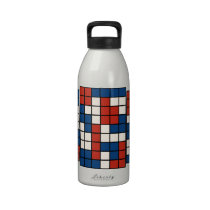Red White Blue Abstract Water Bottle