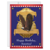 Red White Blue Bald Eagle Patriotic 4th of July Personalized Announcements
