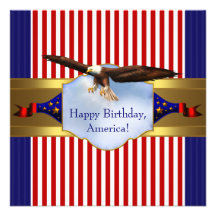 Red White Blue Bald Eagle Patriotic 4th of July Custom Announcements