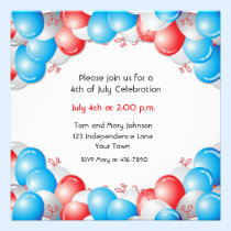 Red, White, Blue Balloons Patriotic invitations