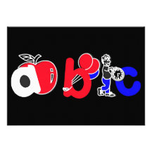 Red,White,Blue & Black,ABC Alphabet Logo Personalized Invitation