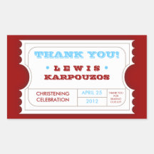 Red White Blue Carnival Thank You Ticket Sticker
