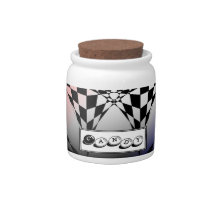 Red-White-Blue Checkers Banner Candy Jar