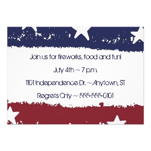 Red White & Blue Distressed Paint Party Invitation