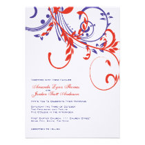 Red, White, Blue Double Floral Wedding Invitation invitations