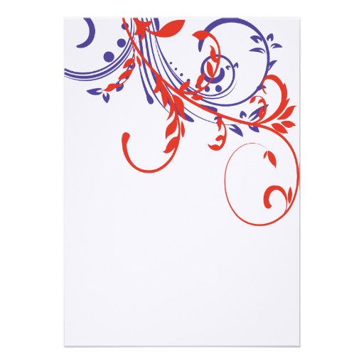 Red, White, Blue Double Floral Wedding Invitation