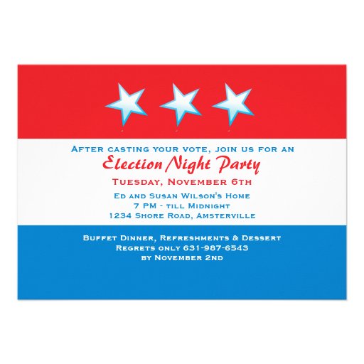 Red, White & Blue Election Day Party Invitation
