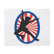 red white blue figure skater silhouette flyer design