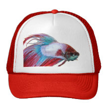 Red White & Blue (Fish on white background) Hat