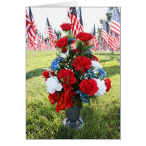 Red White & Blue Floral Arrangement Greeting Card