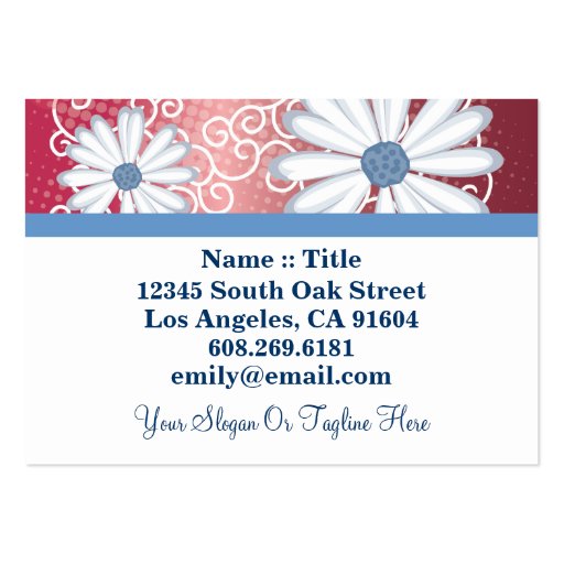 Red White Blue Floral Tribal Daisy Tattoo Pattern Business Card Template (front side)