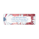 Red White Blue Floral Tribal Daisy Tattoo Pattern Return Address Label