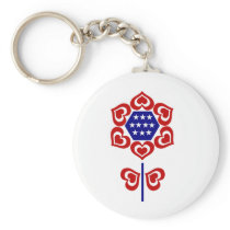 Red White Blue Flower keychains