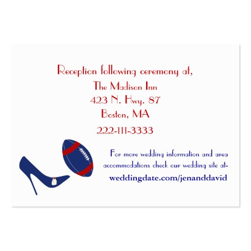 Red, White, & Blue Football Wedding Enclosures Business Card Templates