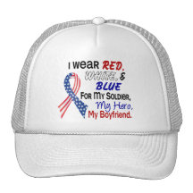 Red White Blue For My Boyfriend Trucker Hats