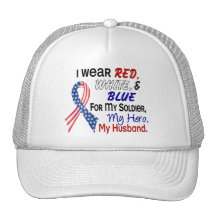 Red White Blue For My Husband Trucker Hats