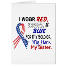 Red White Blue For My Sister Greeting Cards