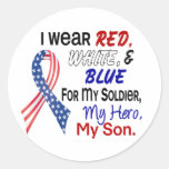 Red White Blue For My Son Round Sticker
