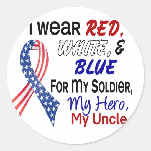 Red White Blue For My Uncle Round Stickers