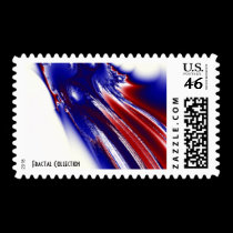 Red White & Blue Fractal Postage Stamp