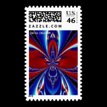 Red White & Blue Fractal Postage Stamp