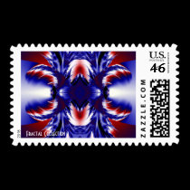 Red White & Blue Fractal Postage Stamp stamps