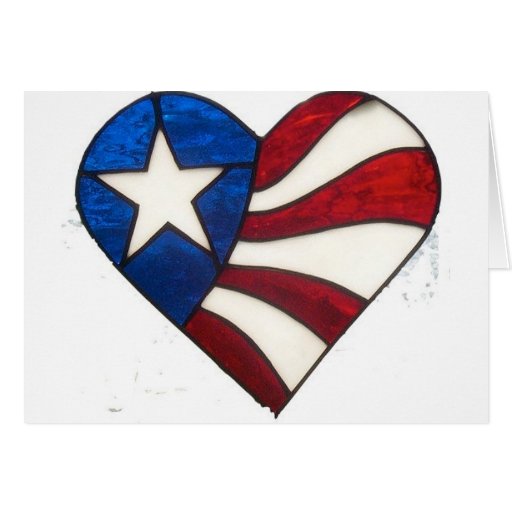 RED WHITE & BLUE HEART GREETING CARD Zazzle