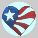 RED WHITE & BLUE HEART stickers