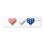Red, White & Blue Hearts Bumper Sticker