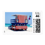 red white blue lifeguard stand postage stamp