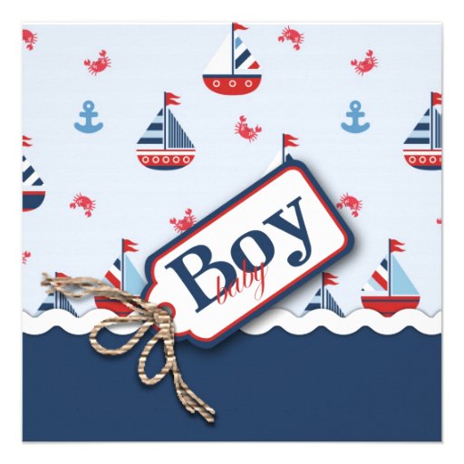 Red White Blue Nautical Ships Ahoy! Baby Shower S1 Invitation
