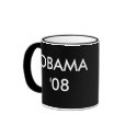 Red White Blue Obama, OBAMA '08, Black Ringer mug by PhilSlattery Red White Blue Obama, OBAMA '08, Black Ringer mug