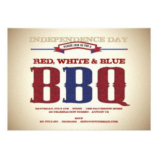 Red, White & Blue Old Time July 4th BBQ Invitation