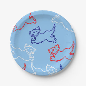 Red, White, & Blue Paper Plates - 4th of July 7 Inch Paper Plate