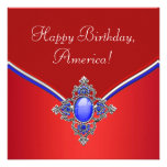 Red White Blue Patriotic 4th of July Party Custom Announcement