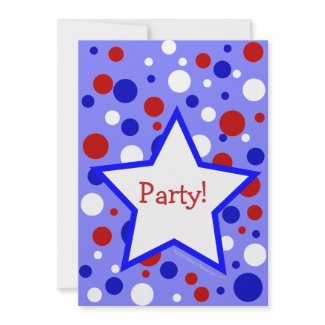 Fourth of July Red, White and Blue Polka Dots Party Invitations Templates