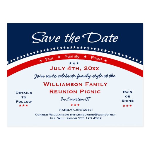 Red White Blue Reunion Party Save The Date Postcard Zazzle