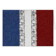 Red White & Blue Rhinestone Blank Greeting Card