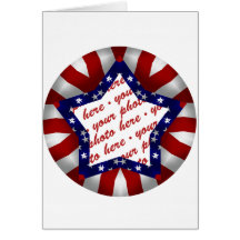 Red White & Blue Satin Star Photo Frame Card