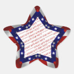 Red White & Blue Satin Star Shape Design Frame Star Sticker