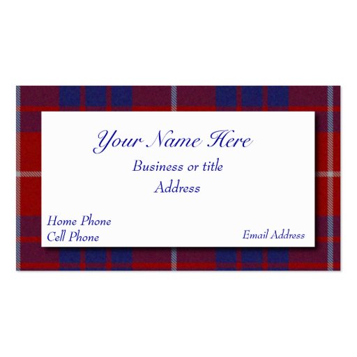 Red, White, & Blue Scottish Plaid Business Card (front side)