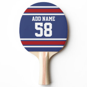 Red White Blue Sports Jersey Custom Name Number Ping-Pong Paddle