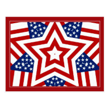 Red White & Blue Star Design to Add Text Postcards