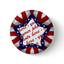 Red White & Blue Star Shaped Photo Frame Buttons