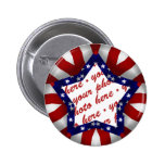 Red White & Blue Star Shaped Photo Frame Buttons