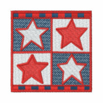 Red white blue stars quilt patch embroidery shirt
