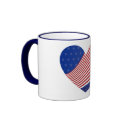 Red White & Blue Stars & Stripes Heart Cup mugs by JuJuGarden Red White & Blue Stars & Stripes Heart Cup mugs