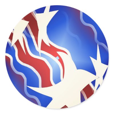 Red, White & Blue Round Stickers by dndartstudio