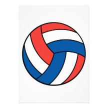 red white blue volleyball announcements